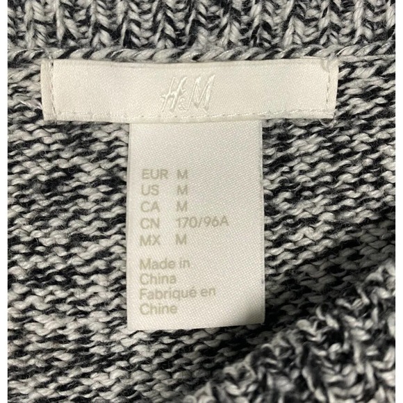 H&M Gray Black White Ribbed Wool Blend Long Sleeve Pullover Sz Med Casual - Picture 2 of 10